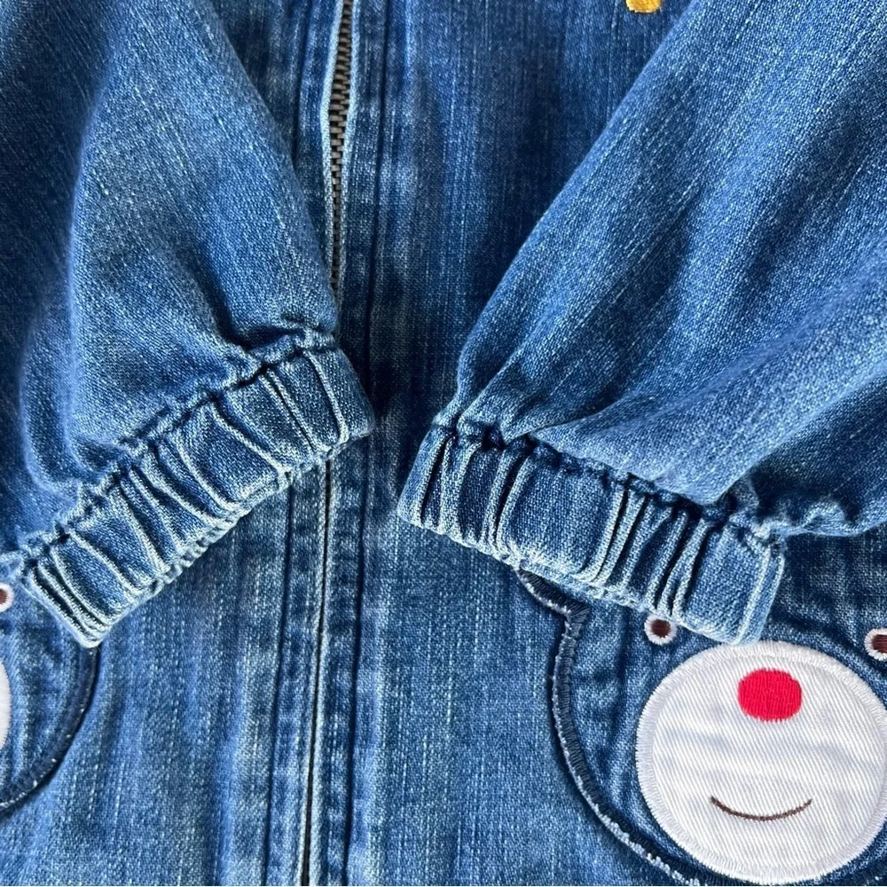 Miki House Baby Bear Pocket Denim Jacket Red Gingham Lightweight Japan 2T GUC